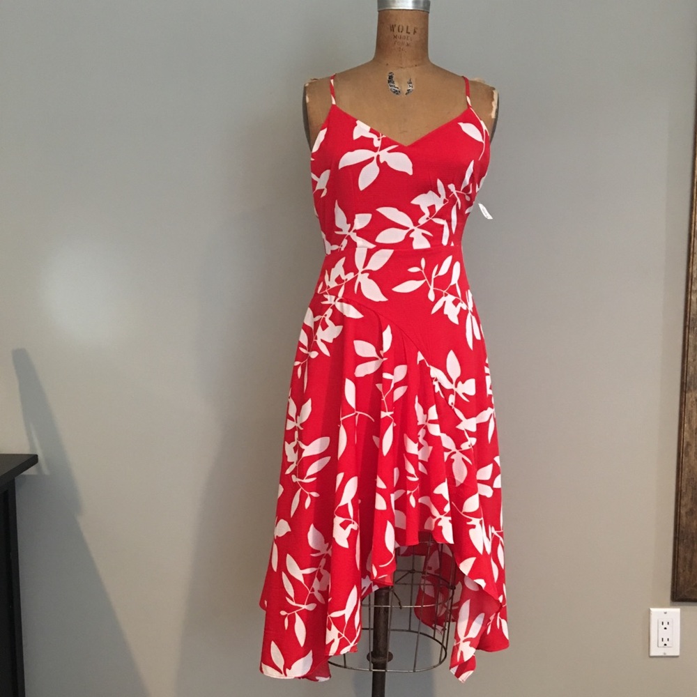 Red/White Asymmetrical Dress